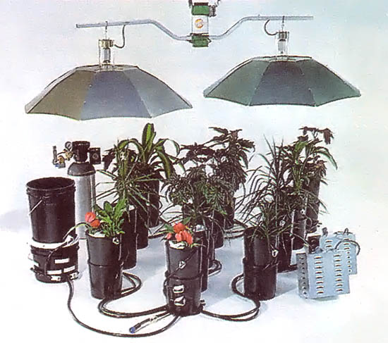 A complete system from The Light Manufacturing Co., including pumps and five-gallon reservoir.